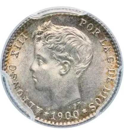 スペイン 1900年 50セント 旧世界銀貨 #5409 PCGS MS63 62,920円