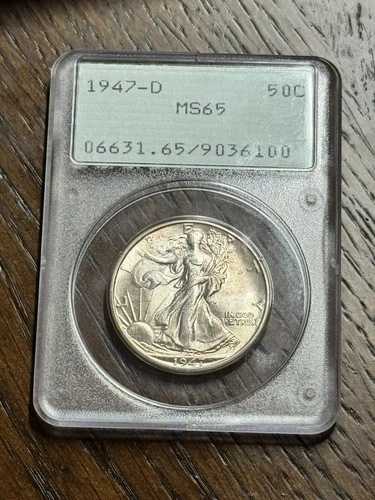 1947年 D ウォーキング・リバティ ハーフダラー PCGS MS65 OGH RATTLER 素晴らしいBUコイン (3400)