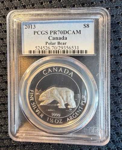 2013年 カナダドル 8ドル - ポーラーベア - 1.5オンス シルバー - PCGS PR70DCAM