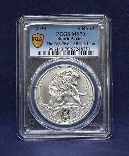 2025年 南アフリカ ビッグファイブライオン PCGS MS70 シリーズ3