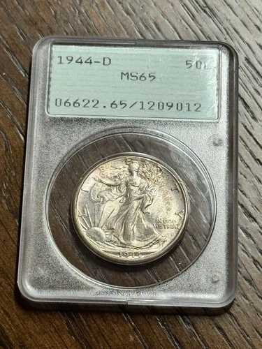 1944年 D ウォーキング・リバティ ハーフダラー PCGS MS65 OGH RATTLER 素晴らしいBUコイン (3401)
