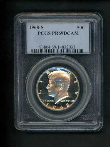 1968-S 米国ケネディハーフドル 50セント .50 PCGS PR69 DCAM プルーフ ディープカメオ ジェム 希少