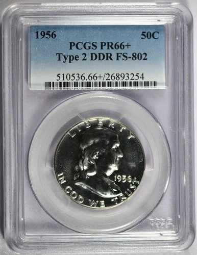 1956年 PCGS PR66+ タイプ2 DDR FS-802 フランクリンハーフ