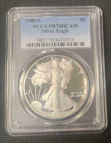 1989年 南米 シルバーイーグルドル PCGS PR 70 DCAM プルーフ ディープカメオ