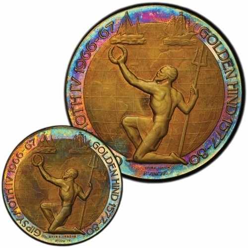 イギリス フランシス・チチェスター 1967年 銀メダル ペア (2個) PCGS レインボー