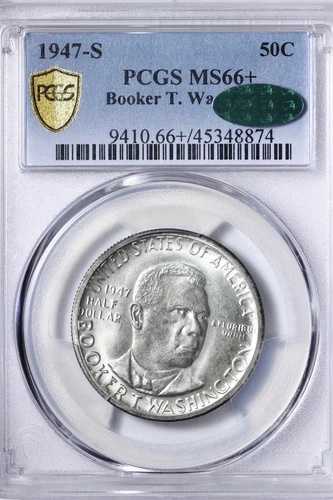 GEM++ BU 1947-S ブッカー・T・ワシントン BTW ハーフダラー PCGS MS66+ CAC 素晴らしい！ KNNM