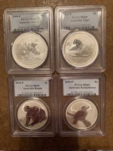 PCGS オーストラリア シルバー ロット 2008 MS69 マウス 2010 MS69 タイガー クーカブラ コアラ SP69