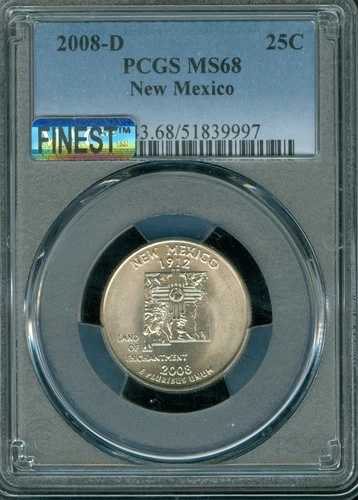 2008 D ニューメキシコ クォーター PCGS MS68 最高級レジストリ MAC スポットレス *