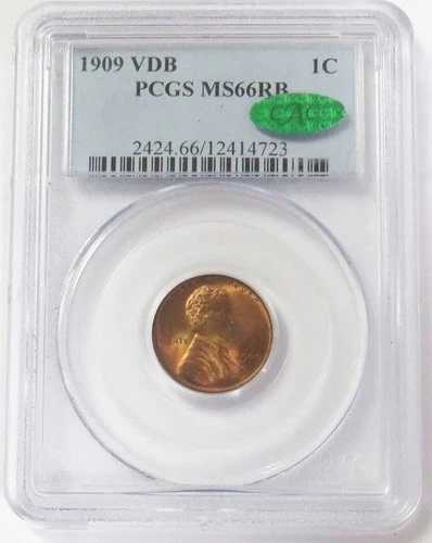 1909 VDB リンカーン ウィート セント 1C PCGS ミントステート 66 RB CAC