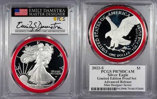2022-S プルーフ シルバー イーグル 限定先行発売; デザイナー; ダムストラ PCGS PR70|WORLD RESOURCE【QUEEN店】