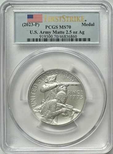 2023-P アメリカ造幣局メダル 2.5オンス 銀メダル アメリカ陸軍 PCGS MS-70 FS