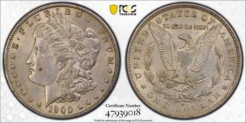 1900 O/CC モルガン銀貨 PCGS AU-55