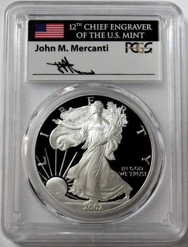 2002 W アメリカン シルバー イーグル メルカンティ サイン入り PCGS PR 70 DCAM プルーフ 1オンス コイン-｜WORLD RESOURCE【QUEEN店】 118,800円