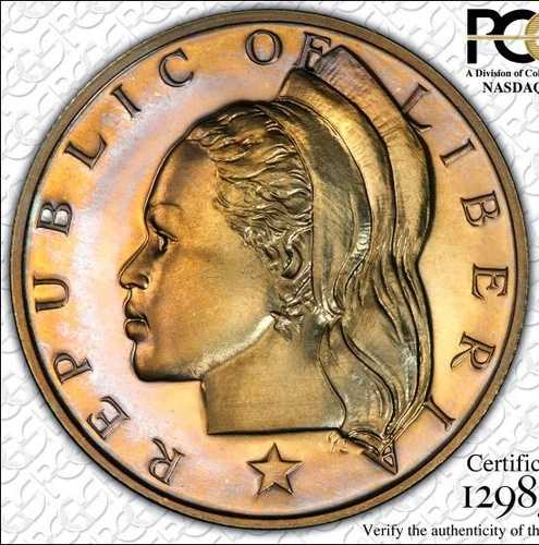 最高品質＆唯一のリベリア 1970年 PCGS PR66 カメオ 50セント フィフティ リバティ ゴールドトーン 50C 118,800円