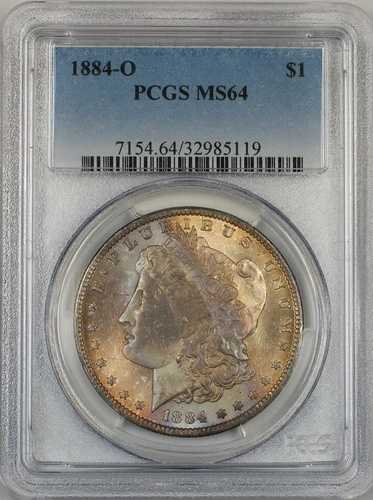 1884-O モルガン シルバー ダラー 1ドル コイン PCGS MS-64 *美しい色調* (Td)