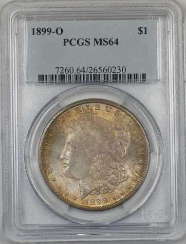 1899-O モルガン シルバー ダラー 1ドル コイン PCGS MS-64 美しいトーン (4G)