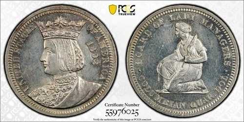 1893年 PCGS UNC 詳細 (92 - クリーニング済み) イザベラ クォーター