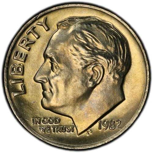 1982年 No-P PCGS MS66FB フルバンド ?? ミントマークなし 10セント ? 知られざる鍵！ルーズベルト・ダイム