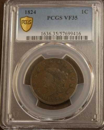 1824年製 編み込みヘア ラージセント PCGS VF35 ロット2533 119,900円