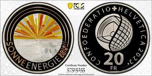 2022年 スイス ソーラーエネルギー 20フラン シルバー PCGS PR69DCAM プルーフエディション 10,000-|WORLD RESOURCE【QUEEN店】