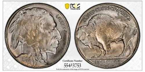 1925年 バッファローニッケル PCGS MS-65