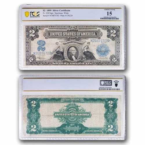 1899年 2.00ドル シルバー サーティフィケート ジョージ・ワシントン F-15 PCGS (Fr#258)