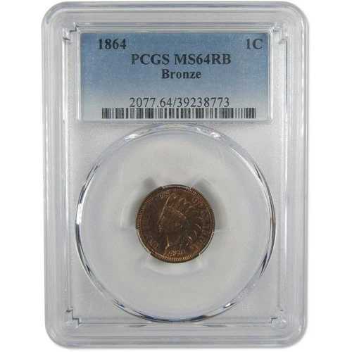1864年 インディアンヘッドセント MS 64 RB PCGS ブロンズ ペニー 未流通 1C コイン-