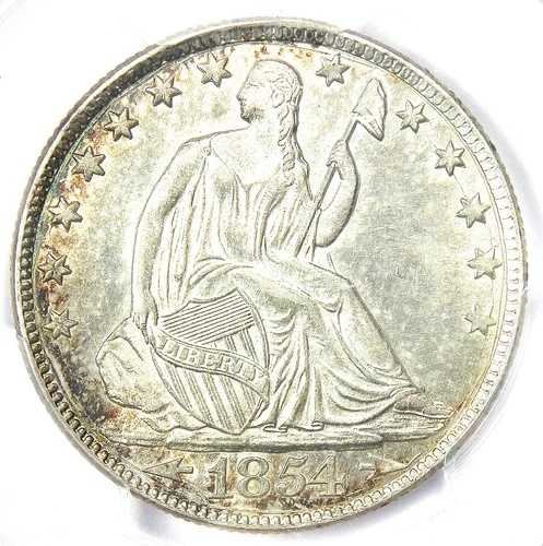 1854-O アローズ座像自由の女神像ハーフドル 50セント - PCGS 未流通詳細 (UNC MS)