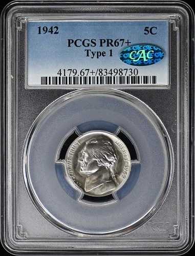 1942年 5C タイプ1 ジェファーソンニッケル PCGS PR67+ (CAC)