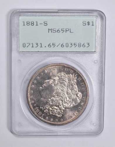 MS65 PL 1881-S モーガン銀貨 PCGS ラトラーアップグレード？ *0336