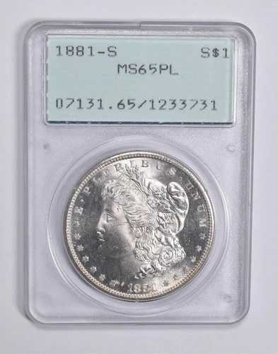 MS65 PL 1881-S モーガン銀貨 PCGS ラトラーアップグレード？ *0337