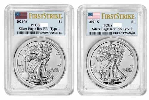 アメリカンイーグル 2021 シルバー リバースプルーフ デザイナーエディション コイン 2枚 PCGS PF69