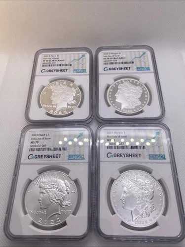 2023年 モルガン＆ピース 1ドル銀貨 4枚セット NGC MS 70 PF 70 FDOI