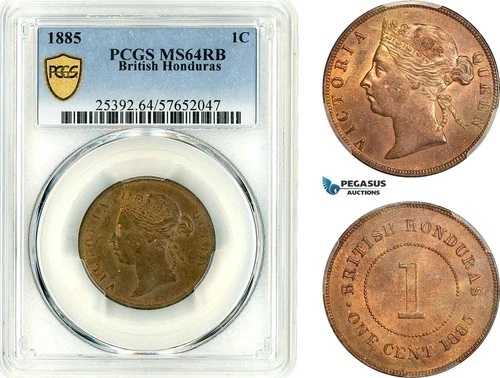 AL372、イギリス領ホンジュラス、ビクトリア、1セント、1885年、ロンドン造幣局、PCGS MS64RB