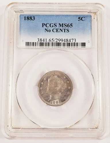 1883年 5セント リバティニッケル ノーセント PCGS MS-65