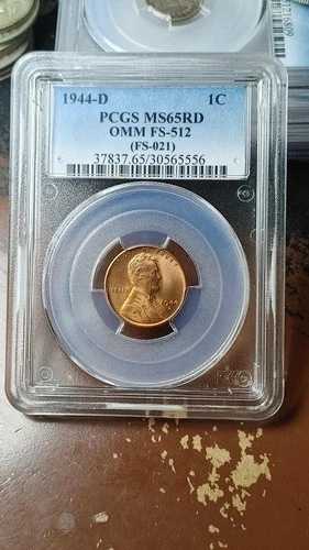 1944年 D/S FS-512 リンカーン ウィート セント ペニー PCGS MS65 RD レッド OMM 5446