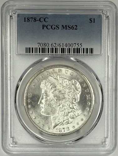 1878 CC モルガン シルバー ダラー PCGS MS62 ??ブラストホワイト、アンダーグレードのように見えます??