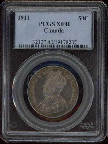 1911年カナダ50セント硬貨 PCGS XF40