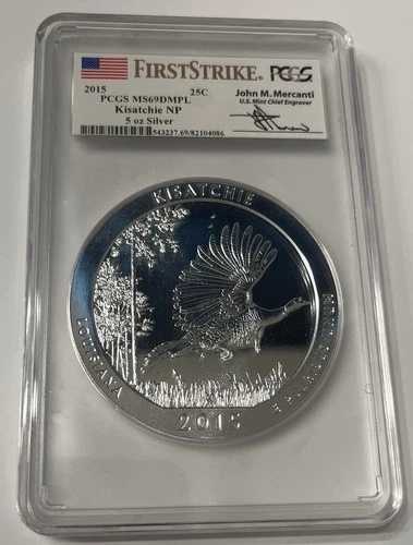 2015年 キサッチー NP PCGS MS69 DMPL、ATB 5オンス シルバー ファーストストライク/メルカンティ サイン入り
