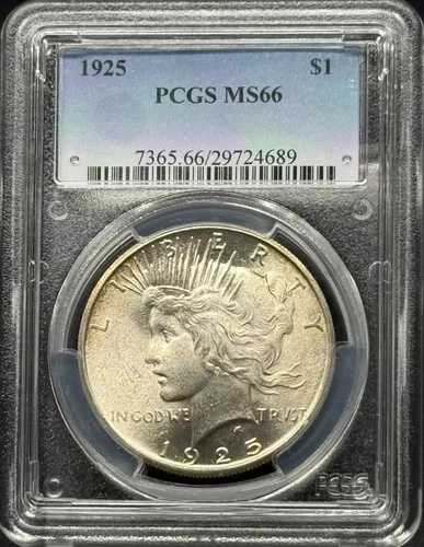 1925年ピースシルバードル PCGS MS-66