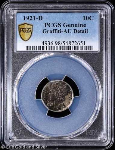 1921-D 10セント マーキュリーダイム PCGS 正規品 AU 詳細