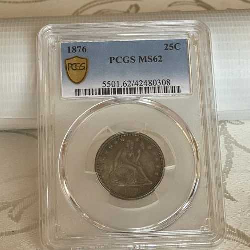 1876年 PCGS MS62 未流通 着席型リバティクォーター L??K