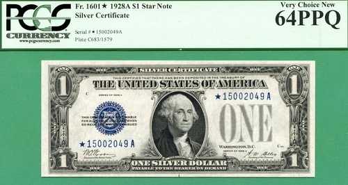 ***** スター ***** 1928A $1 SC **** PCGS CU 64 PPQ **** Fr 1601* 1928 A スター ****
