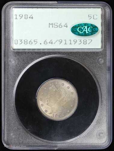 1904年 5セント リバティV ニッケル PCGS MS 64 CAC | ラトラー
