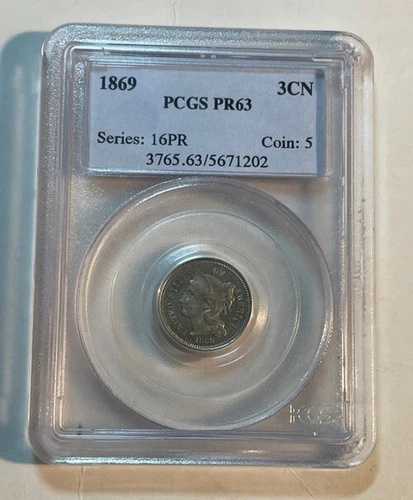 アメリカ - 1869年 ニッケル 3セント硬貨 (PCGS プルーフ 63)