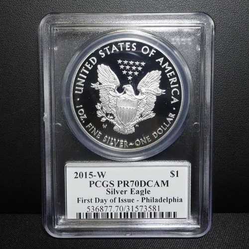 2015年 Wイーグル 1オンス シルバードル FDI フィラデルフィア PCGS PR70 DCAM マーカンティ サイン入り