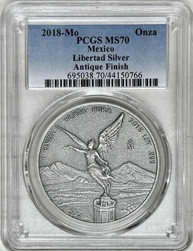 2018 メキシコ リベルタード アンティーク仕上げ 1 オンザ シルバー PCGS MS70