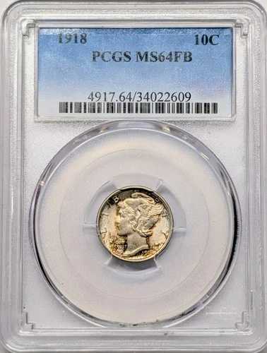 1918年 MS64FB PCGS マーキュリーダイム