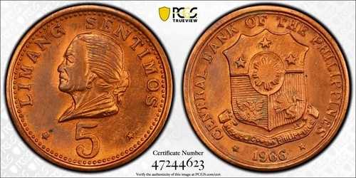 1966 5C SP UNC 詳細 フィリピン *パターン* * スペシャルストライク*