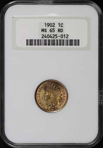 1902 年インディアン ヘッド セント NGC MS-65 RD オールド ファッティ ホルダー - ほぼ完全なホログラム!